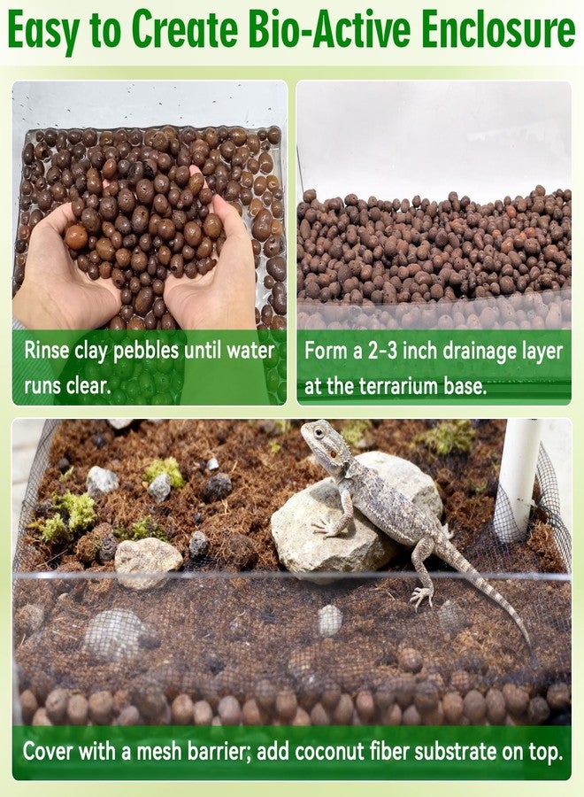 Halatool Reptile Substrate 2QT Clay Pebbles Terrarium Bedding for Reptiles Organic Clay Balls Bioactive Drainage Layer for Terrariums & Vivariums Leopard Gecko Tortoise Frog Lizard Ball Python - Image 5